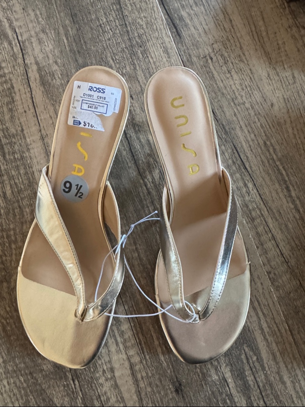 Unisa Metallic Gold Slip-On Thong Mules